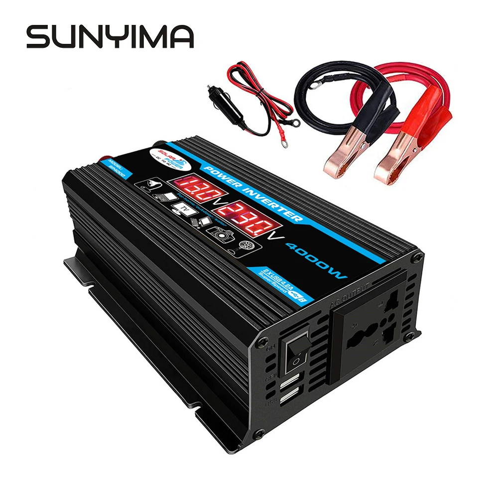 Инвертор солнечной энергии SUNYIMA с двумя USB портами 4000 Вт от 12 В до 110 В/220