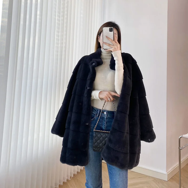 Женское длинное пальто из искусственного меха, пушистые куртки, зима 2021, элегантное пальто из искусственного меха с воротником-стойкой, жен...