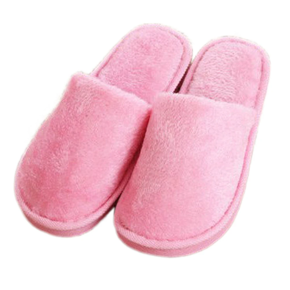 

Winter Warm Home Slippers Candy Color Women Indoor Bedroom Slippers Cotton Floor Non-slip Flax Shoes