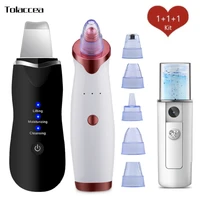 3 tools set ultrasonicl skin scrubber cleaner facial deep cleaning vacuum blackhead remover skin care nano face sparyer steamer
