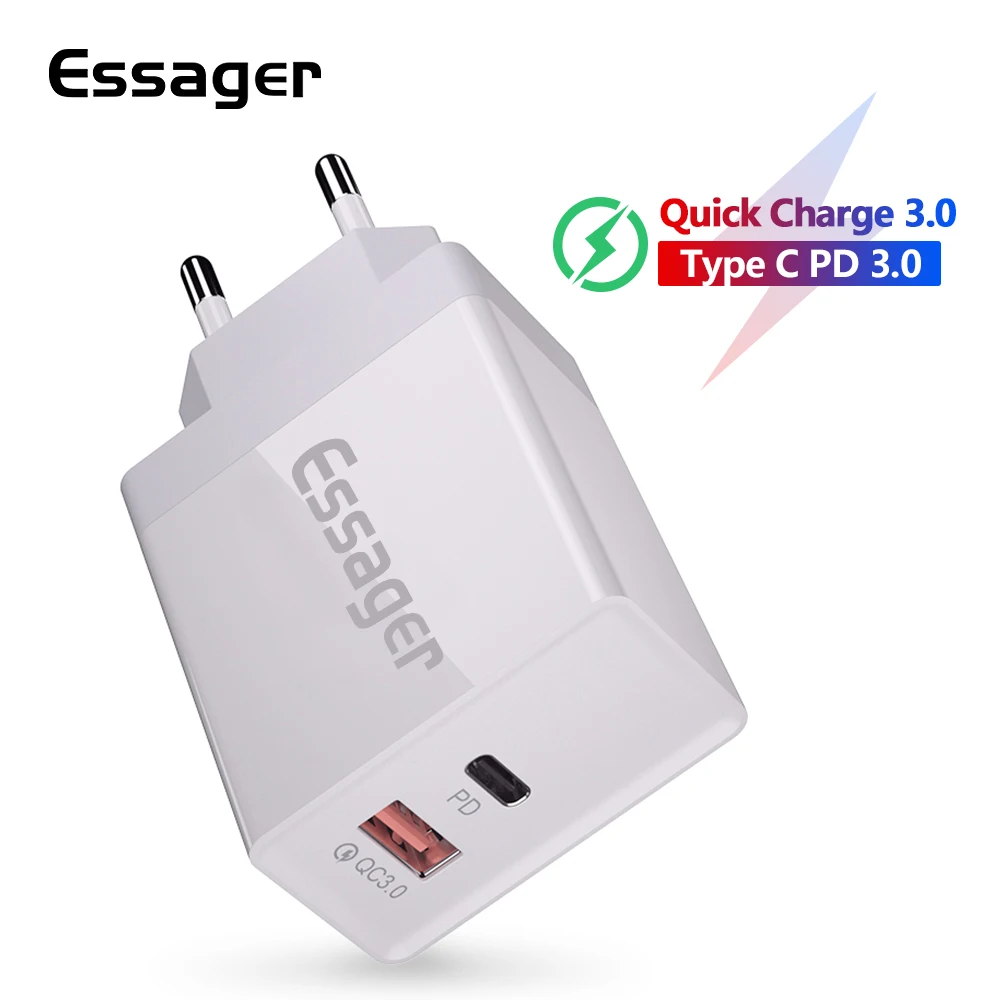 Essager 36 Вт Быстрая зарядка 3,0 USB зарядное устройство QC3.0 QC PD турбо быстрое зарядное устройство дорожное настенное зарядное устройство для мобильного телефона для iPhone Xiaomi Mi 9
