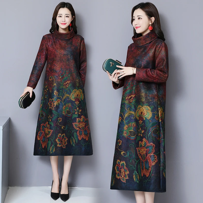 2019 новое осенне-зимнее элегантное стильный принт в китайском стиле плюс
