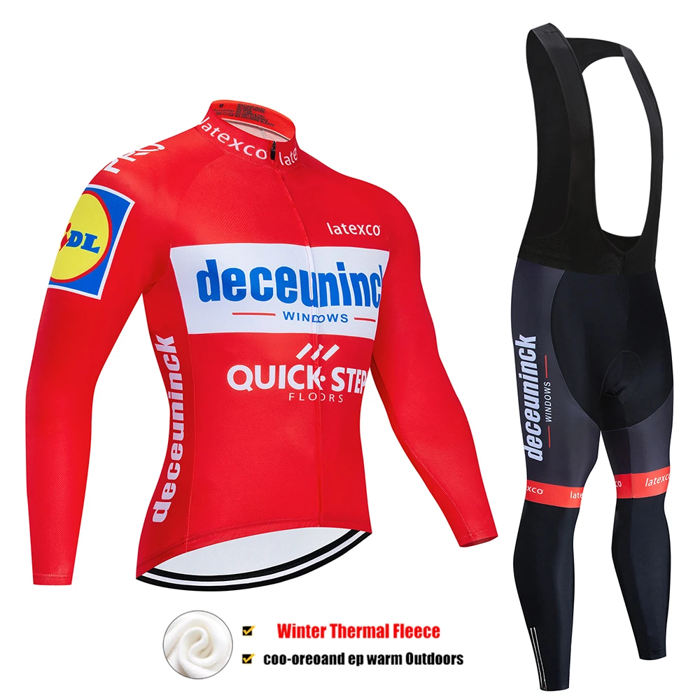 Pic Color Pro Team QUICK STEP Велоспорт Джерси 9D нагрудник набор Бельгийская велосипедная одежда мужская зимняя теплая флисовая велосипедная Одежда для велоспорта - Цвет: Pic Color