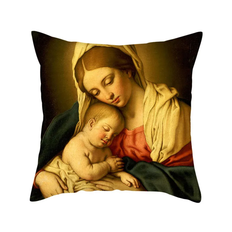 

Fuwatacchi Oil Painting Cushion Cover European Mom and Children Godfather Pillow Cover Home Sofa Car Decor Throw Pillowcase
