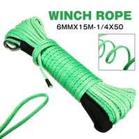 durable 15m 10000lbs synthetic winch rope line recovery cable for 4wd atv suv truck boat winch towing rope