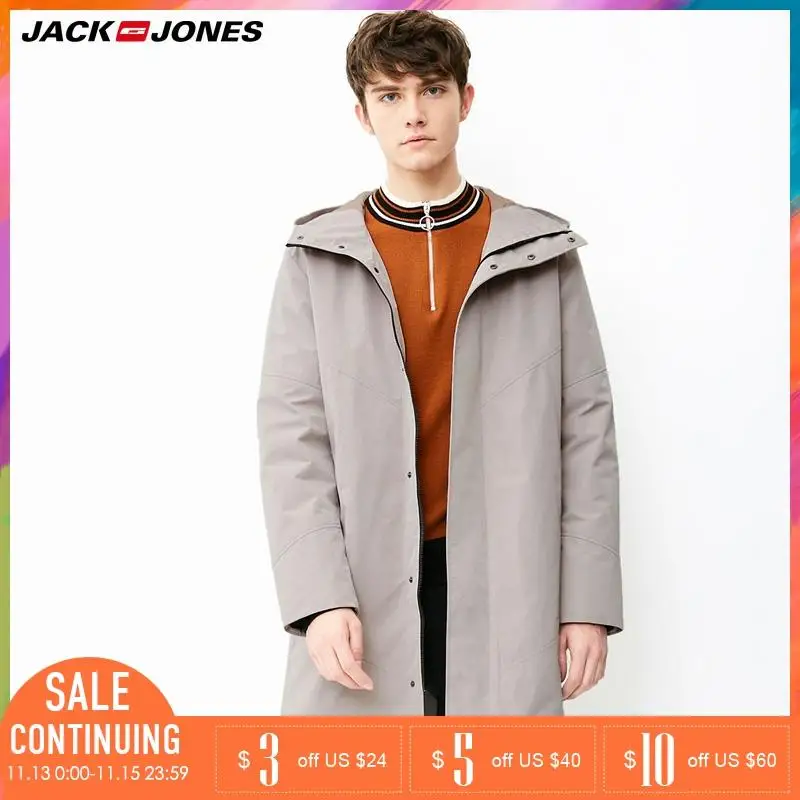 Jack Jones бренд новый серый пуховик 90% умный Повседневный ветрозащитный сплошной