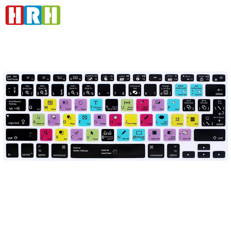 HRH InDesign Hotkey ярлыки функция силиконовый чехол для клавиатуры защитный Mac Air Pro Retina 13