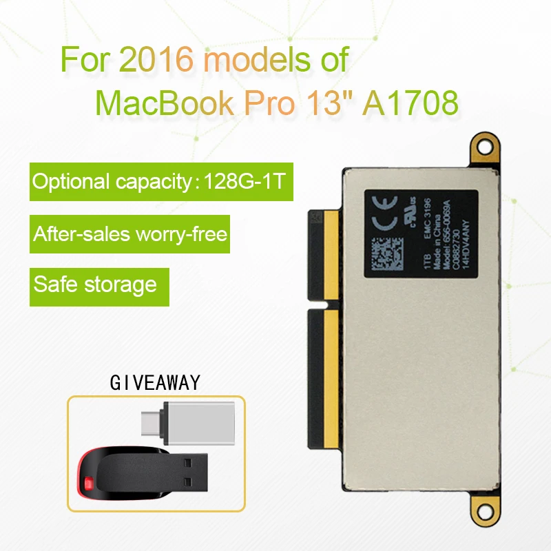 A1708 ноутбук SSD 128 ГБ 256 512 ТБ для Macbook Pro Retina 13 3 &quot2016 год 1708 твердотельный диск PCI E EMC