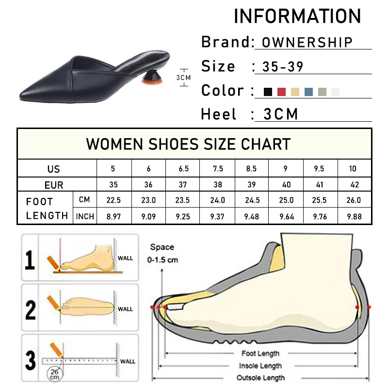 

Women's Elegant Mules Woman Casual Slippers 2020 Ladies Low Heels Fashion Female Pointed Toe Shoes Women Candy Colors Footwear