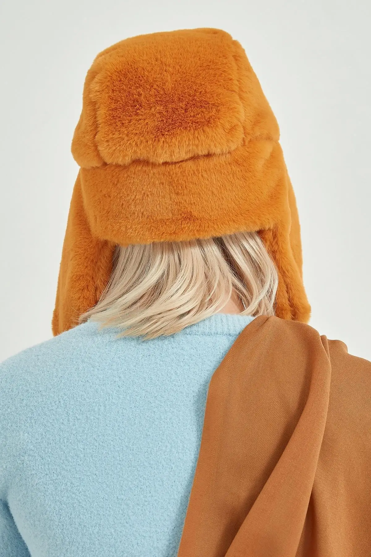 

Women Saffron Furry Headset Beanie 12749