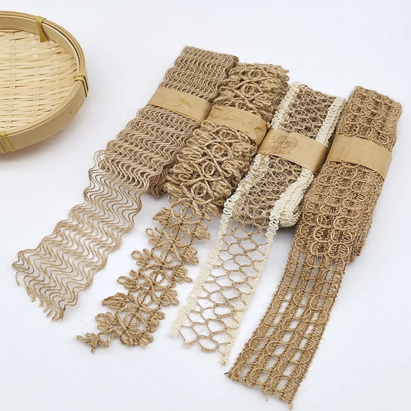 

2M Natural Jute Burlap Ribbon Wedding Decoration Rustic Vintage Macrame Cord Christmas Gift Wrapping Home Decor DIY Material