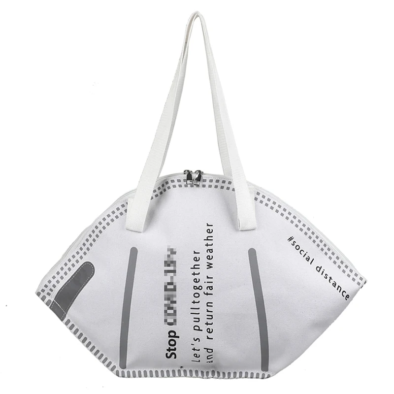 

Large Capacity Handbags Casual Women Canvas Tote Bag Creative Hobos Mask Shoulder Bags Female Fashion Trendy Ladies Shopper Bags