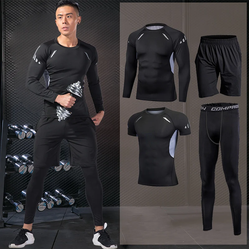 Men's Compression Sportswear Gym Running Sports Suit Basketball Tight Clothes Fitness Training Set Jogging Tracksuits Rash guard