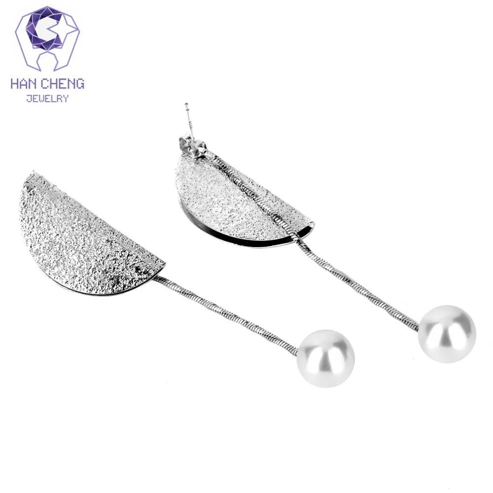 HanCheng New Luxury Copper Nail Dangle Hanging Long Pearl Drop Earrings For Women Statement Jewelry brincos bijoux | Украшения и