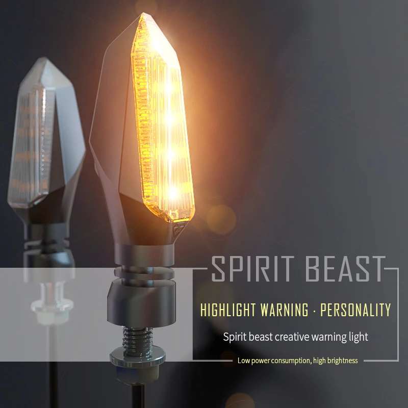 

spirit beast LED turn signal highlight motorcycle headlight 12V direction indicator fittings assembly motorbike free shipping