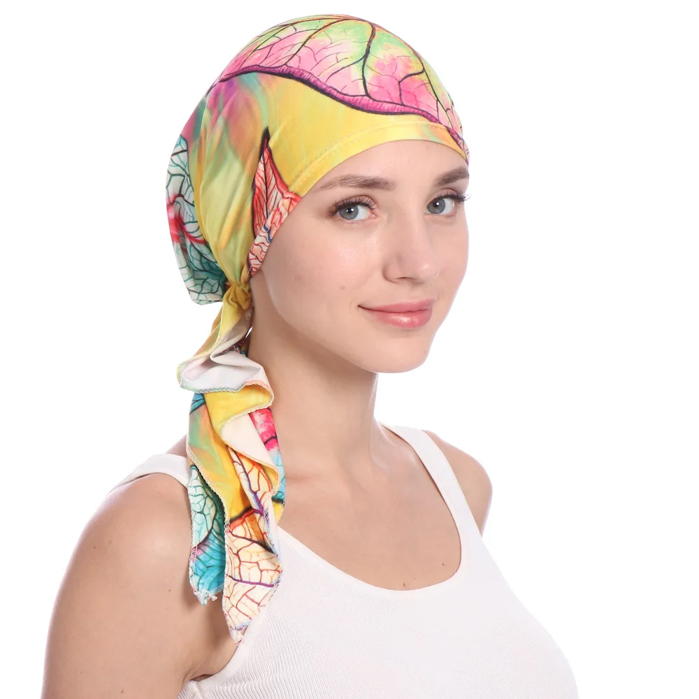 

Женский хлопковый головной платок с цветочным принтом