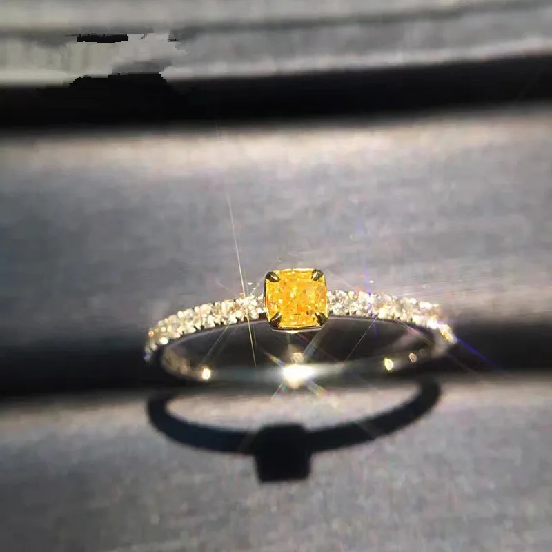 

HOYON 18K White Gold Plated Citrine Diamond Ring For Women Luxury Yellow Gemstone Group Setting AAA Zircon Ring Fine Jewelry