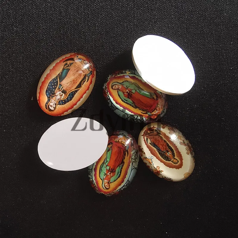 5 шт. овальный стеклянный кабошон с фото лавандовые цветы плоской задней основой