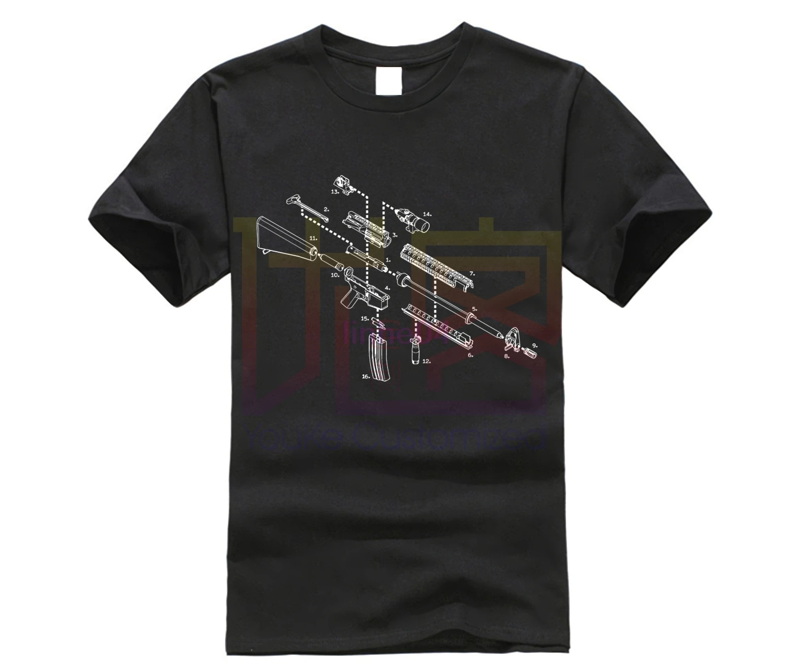 Футболка с изображением AR-15 оружия | Мужская одежда