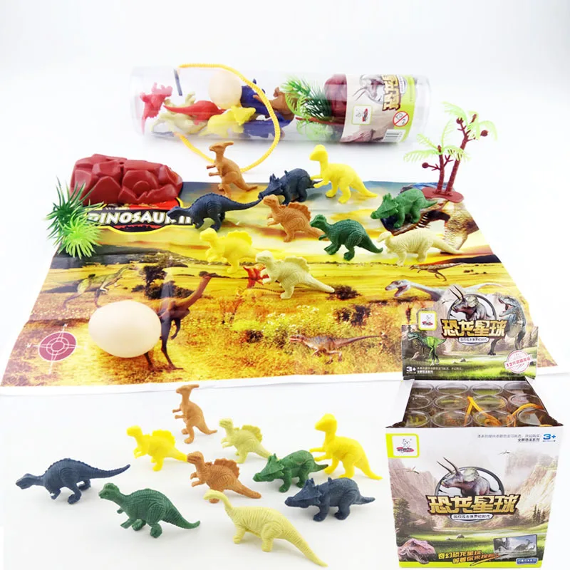 

13Pcs Hot Sale New Cute Dinosaur Egg Small TREE Rockery Barreled Dinosaur Model Children Educational Toy Gift K19