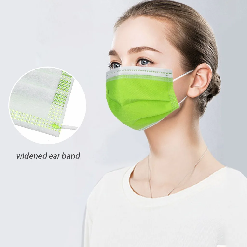 

Green Disposable Breathable Mask Air Purifying Face Mask Cover 3 Layer Mouth Filter Masks 50PCS Mascarillas Masks masque tissu