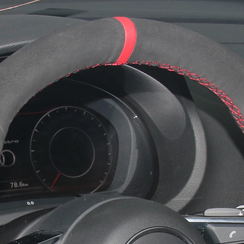 Черная замша красный маркер чехол рулевого колеса автомобиля для Audi TT (8S) 2014-2019 TTS
