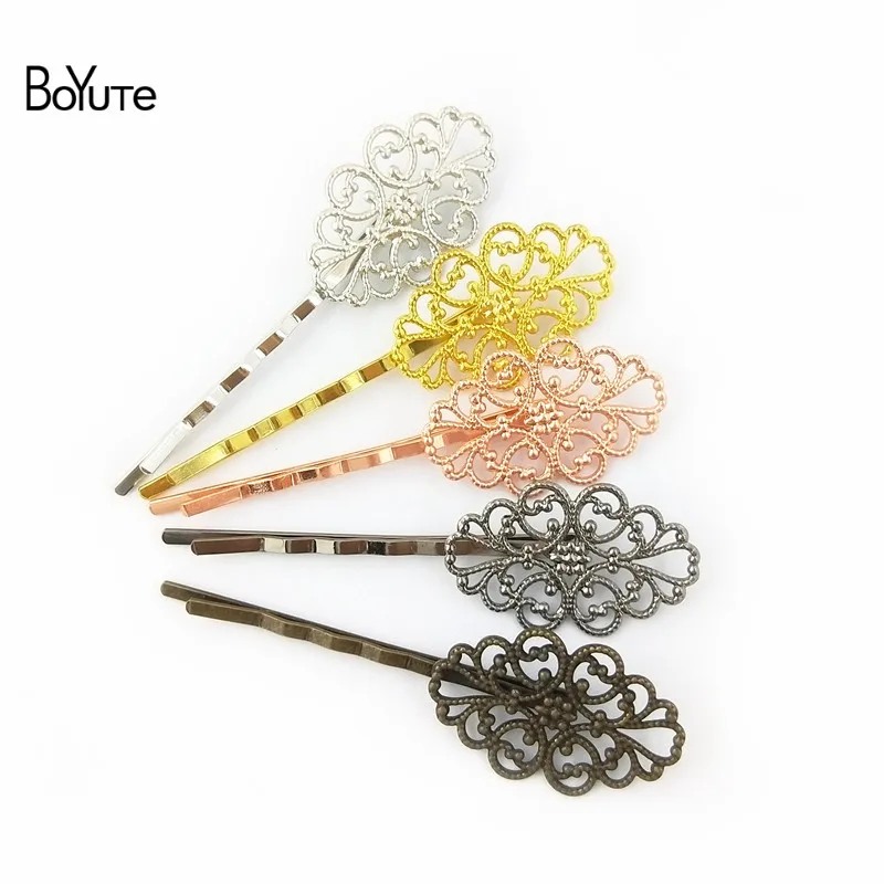 

BoYuTe (50 Pieces/Lot) 20*30MM Filigree Flower Hairpins Factory Supply Vintage Hair Jewelry Accessories