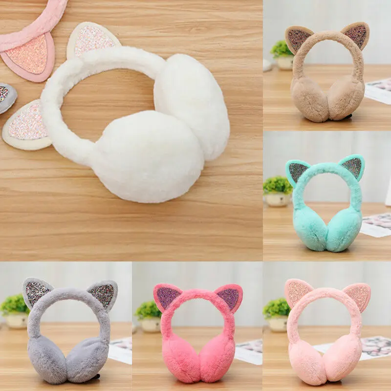 

Girl Winter Cat Earmuffs Fur Warm Women Ear Protect Cute Faux Soft Fluffy Earcap