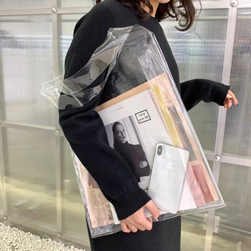 

Fashion Soil Color Transparent PVC Children Jelly Tote Bag Gift Customized Shopping Plastic Handbag Manufacturer Direct Sales