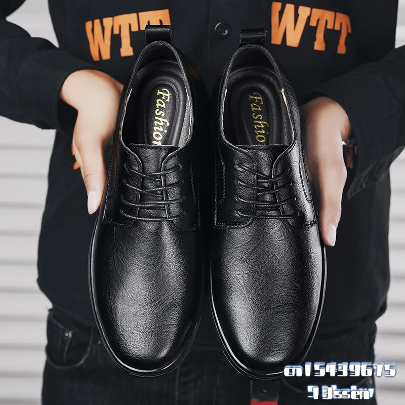 

Мужские деловые повседневные туфли из натуральной кожи, удобные мужские кроссовки из воловьей кожи на толстой подошве в британском стиле, и...