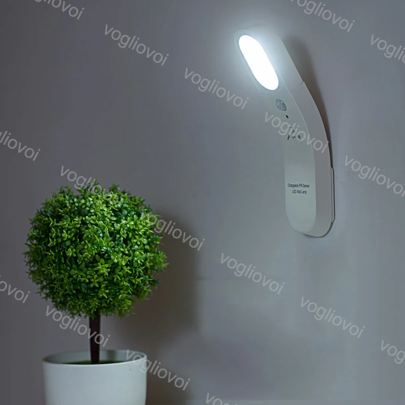 Vogliovoi Motion Sensor Led Light Night 6LEDs Rechargeable White Flashlight Wall Infrared Ray Lock | Лампы и освещение