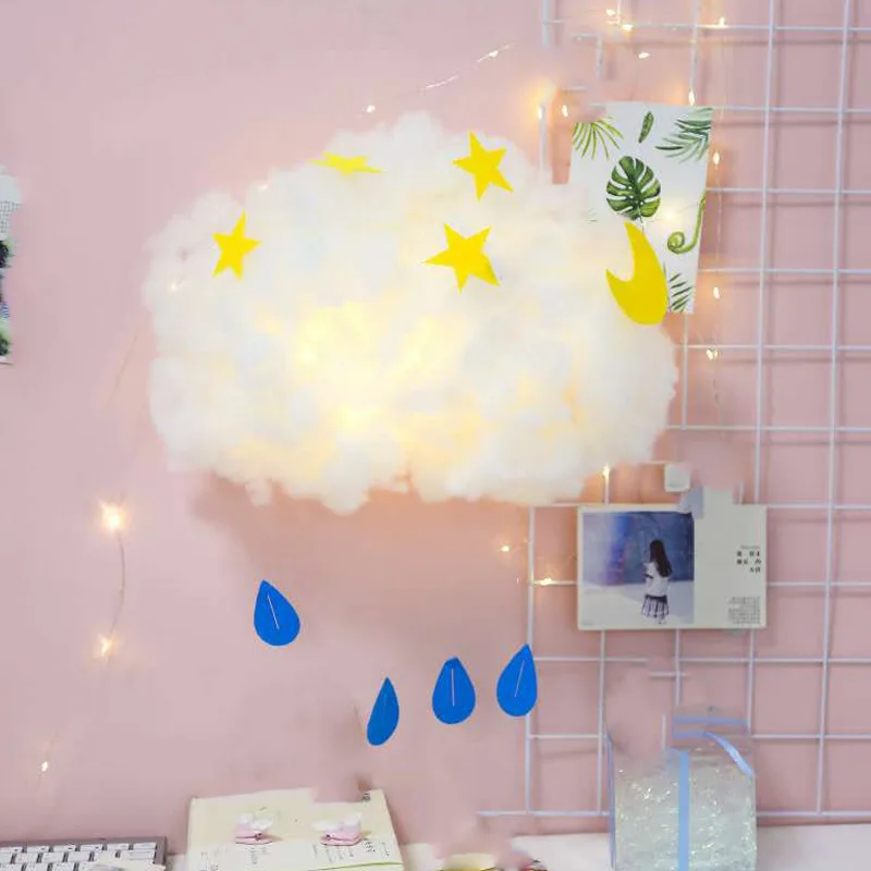 DIY ручной работы милый хлопок облако форма свет подвесной ночник для подарка на день рождения Домашний Декор Спальни Прямая поставка