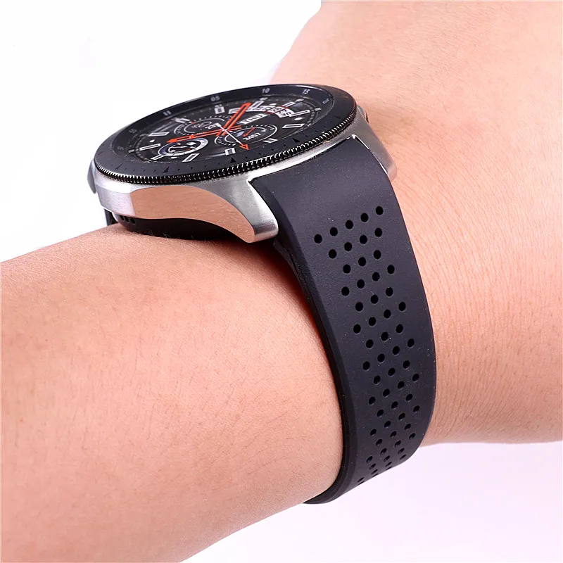22mm silicone rubber strap for Samsung Galaxy 46mm s3 S4 waterproof sports Breathable watch strap bracelet band wristband