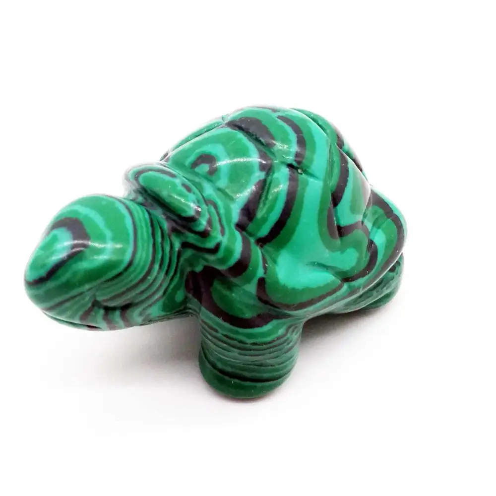 

1PCS Turtle Tortoise Figurine 1.5" Malachite Green Taiwan Turquoise Crystal Carved Statue Crafts Home Decor