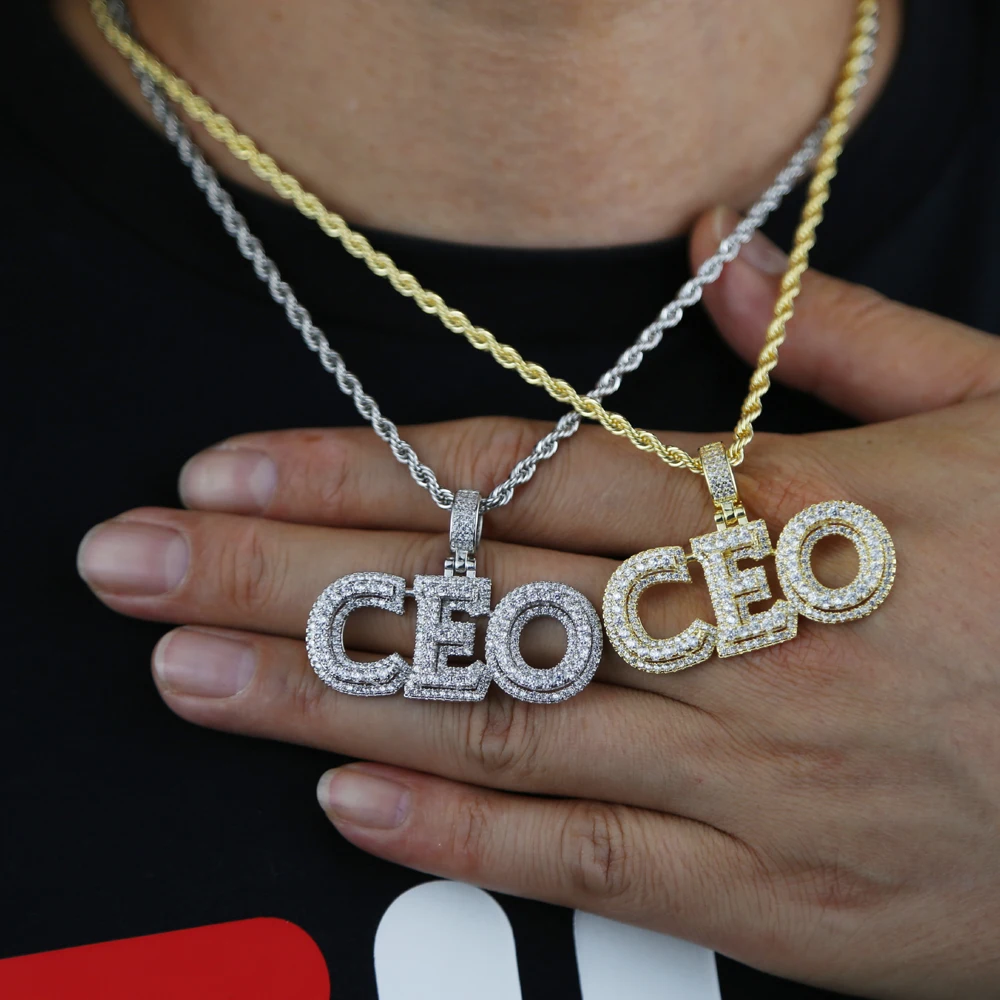 Новинка 2021 цепочка с подвеской надписью CEO веревочная со сверкающим кубическим