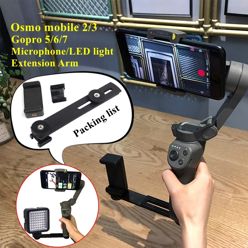 Портативный микрофон со светодиодсветильник кой для DJI Osmo Mobile 3 4 Gopro 5/6/7