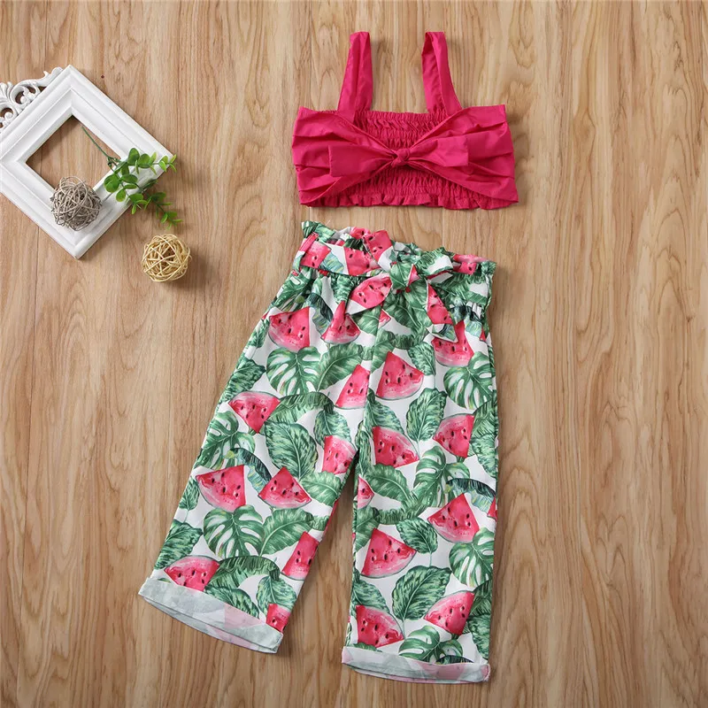 2 шт. однотонный пуловер с открытыми плечами и принтом арбуза | Детская одежда