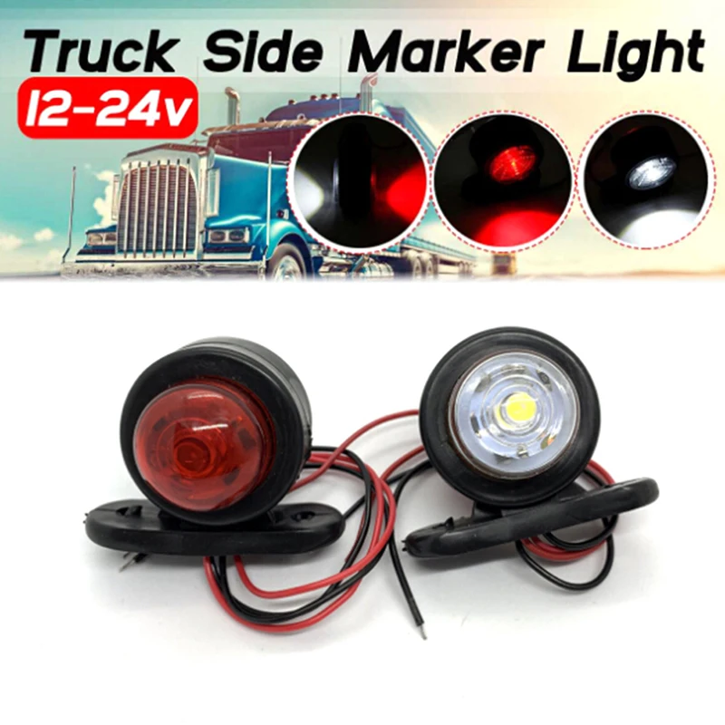 

2Pcs Car Truck Trailer LED Side Marker Light White Red Turn Signal Clearance Light Indicator Lamp For Lorry Van Caravans 10-30V