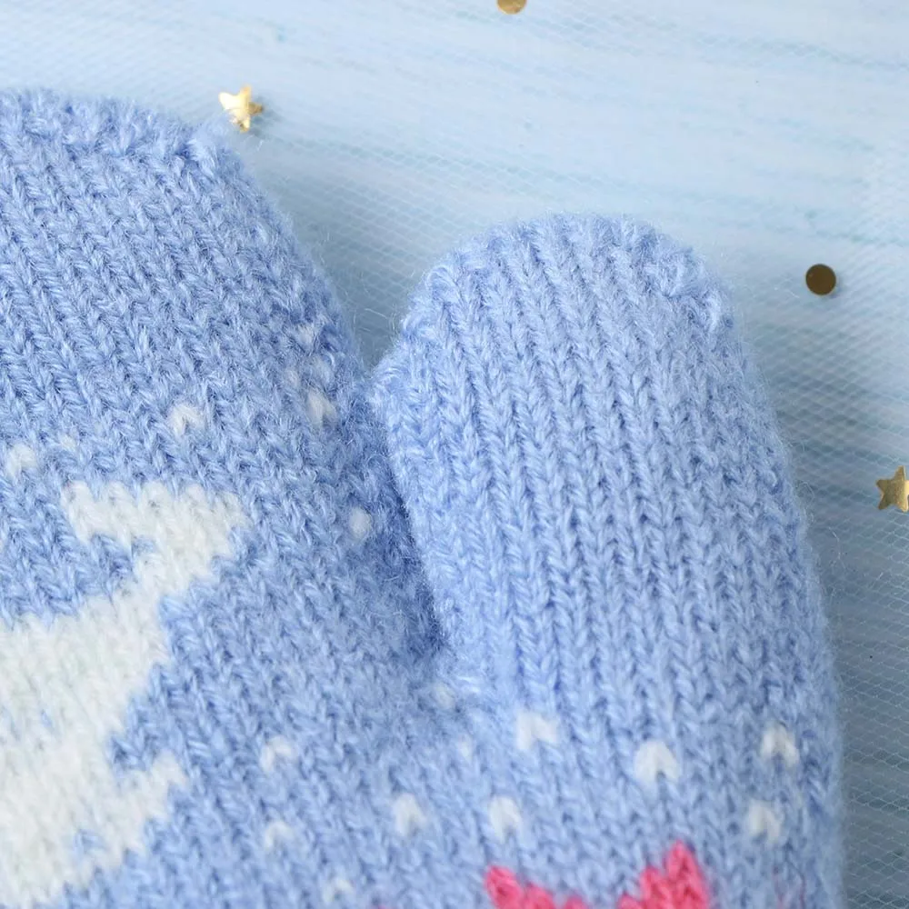 

New Winter Boys Girls Knitted Gloves Warm Full Finger Mittens Gloves Cartoon Deer Gloves For Christmas Apparel Accessories
