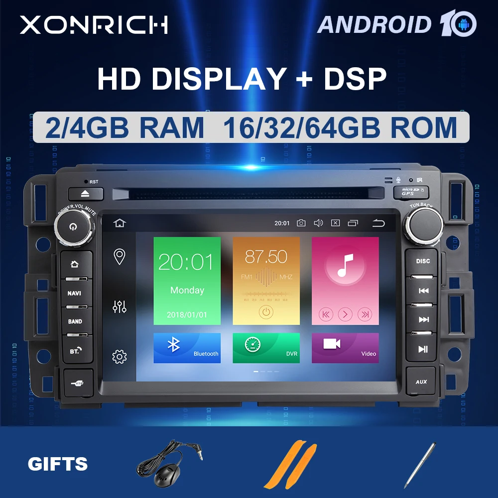 4 Гб 64GDSP 1Din GPS Радио Android 10 автомобильный dvd плеер для GMC Sierra Yukon Denali Acadia Savana Chevrolet Express