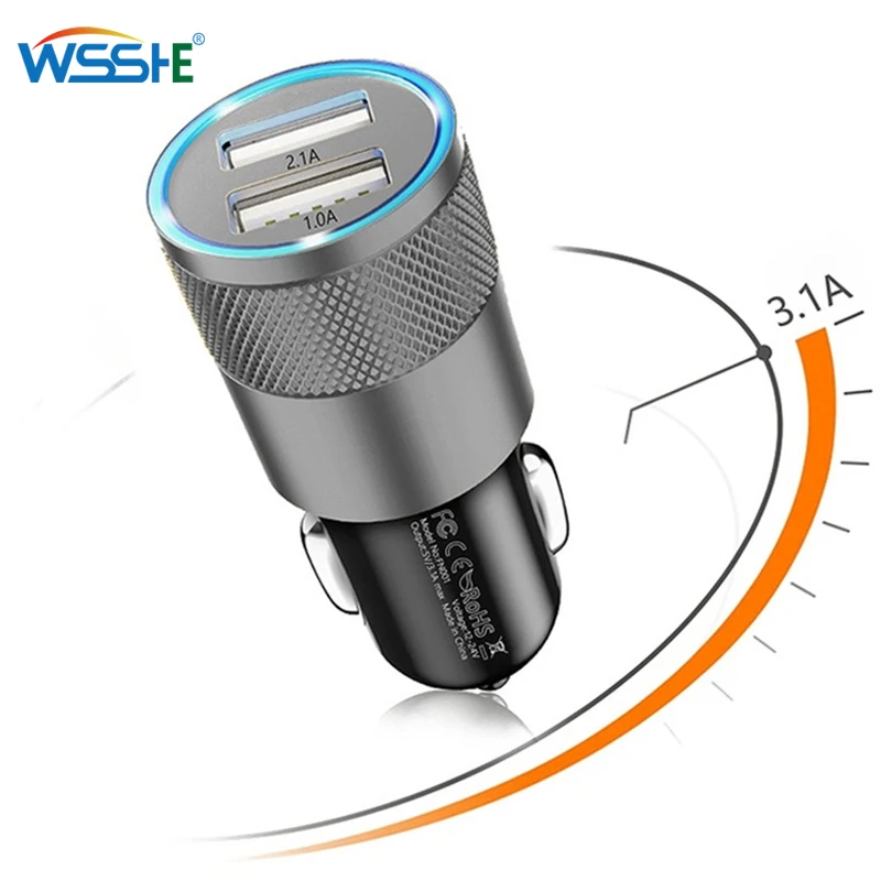 

5V 2.1A Mini USB Car Charger For iPhone 7 8 6 Plus Tablet GPS Fast Car-Charger Dual USB For iPhone 6S 5 5S Phone Charger Adapter