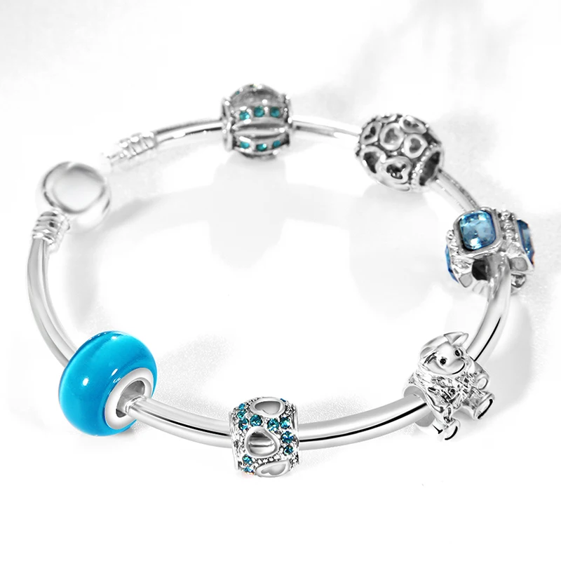 

jingzeyi Trendy metal beading Antique Original Heart Charm Bracelets For Women Beads Brand Bracelet Bangle Jewelry Gift For kids