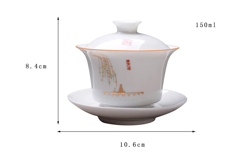 Высокое качество белый костяного фарфора Gaiwan чайный набор, путешествия керамический чайный набор, белый чайный набор кунг-фу, китайский фарфор гайвань чашка