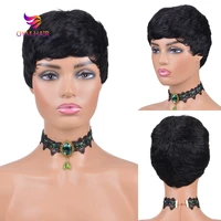 oym human hair wigs short pixie cut wig with bangs cheap curly bob wigs remy brazilian human hair wigs for black women