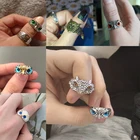 Дизайнерские открытые кольца в виде совы, винтажные кольца в виде цветных глаз, совы, дракона, леса, эльфа для мужчин, женщин, мужчин, панк, животные, парные ювелирные кольца