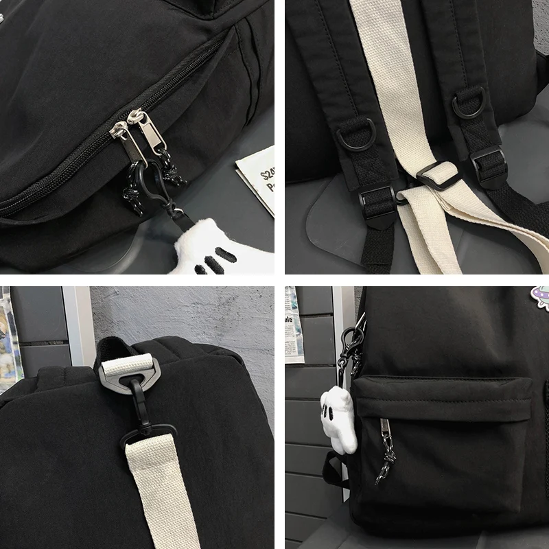 

Nylon Backpack Multi-pocket Women Shoulder Bag Pure color Women Backpack school Bag For teenage girls mochila mujer female 2020