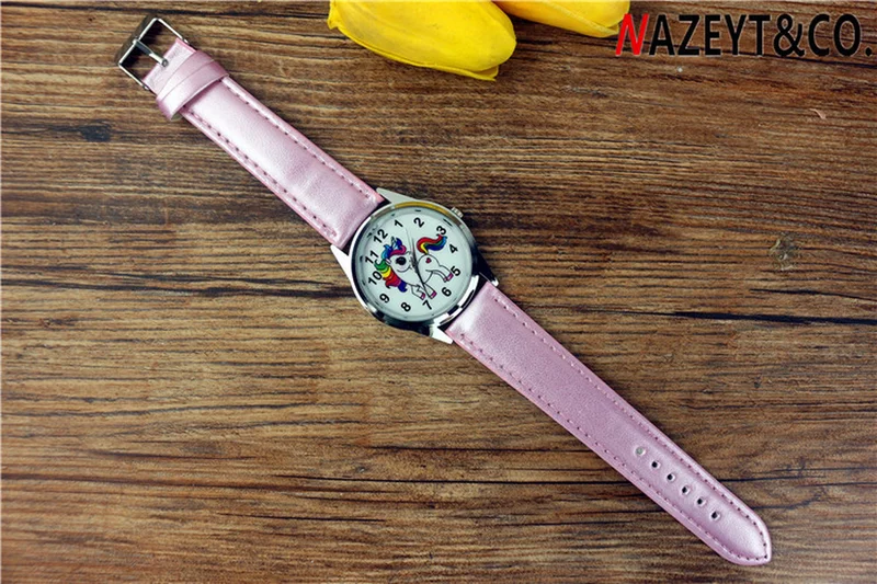 Детские Кварцевые часы с мультяшным единорогом студенческие наручные ремешком