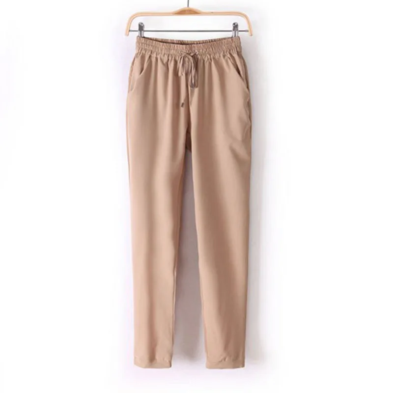 Женские повседневные шаровары свободные брюки женские эластичные с высокой