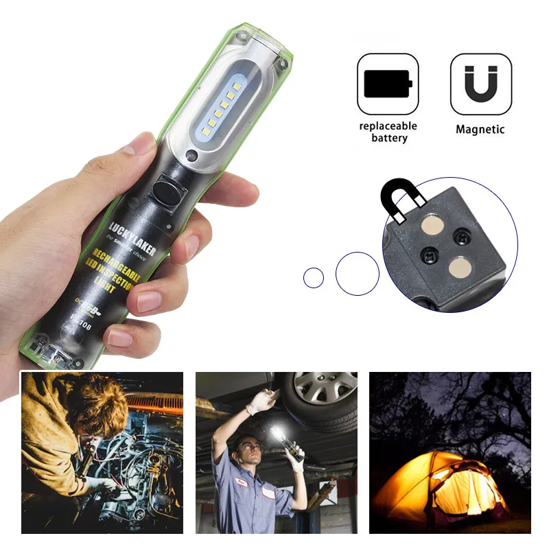 Portable LED Flashlight Rechargeable Magnetic Torch Work Light COB Inspection Lamp For Outdoor Camping Working fishing | Спорт и