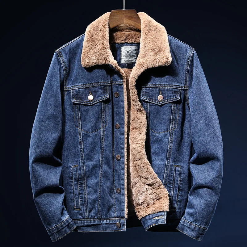 

2021 Mens New Winter Denim Jakcts Men's Warm Denim Jacket Fashion Casual Fleece Thicken High Quality Jeans Coat Male